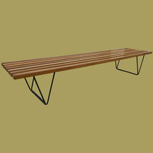 Load image into Gallery viewer, Vintage Mid Century Hille Robin Day Mahogany Slatted Wood Bench Sold At Heals