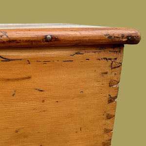 Beautiful Antique Rustic Stripped Pine Blanket Box Chest Trunk