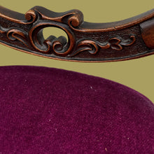 Load image into Gallery viewer, Beautiful Victorian Carved Walnut Balloon Back Chair With Purple Cushion