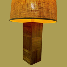 Load image into Gallery viewer, Original 1950s/60s Large Italian Walnut Marquetry Table Lamp And Shade