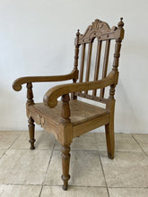 Load image into Gallery viewer, Large Antique Victorian Stripped Oak Armchair Throne