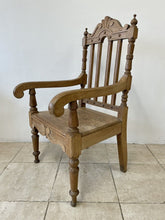 Load image into Gallery viewer, Large Antique Victorian Stripped Oak Armchair Throne