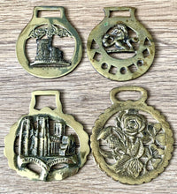 Load image into Gallery viewer, 4 Horse Brass English Rose, Scotish Thistle, Irish Shamrock, York Minister Etc