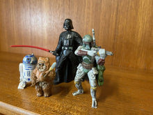 Load image into Gallery viewer, 4 Plastic Star Wars Figures 2004 2007 Boba Fett, Darth Vader, R2 D2 , Wicket