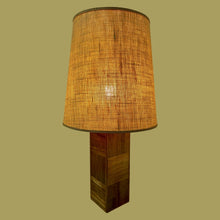 Load image into Gallery viewer, Original 1950s/60s Large Italian Walnut Marquetry Table Lamp And Shade