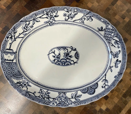 Aesthetic Movement “Victoria” Keeling & Co Meat Plate Platter Blue & White China