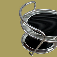 Load image into Gallery viewer, Original 1950s Art Deco Black &amp; Mirror Chrome Cocktail Drinks Trolley Savoy