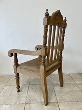 Load image into Gallery viewer, Large Antique Victorian Stripped Oak Armchair Throne