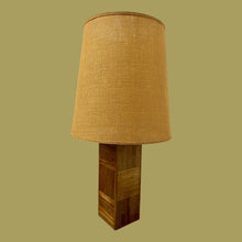 Load image into Gallery viewer, Original 1950s/60s Large Italian Walnut Marquetry Table Lamp And Shade