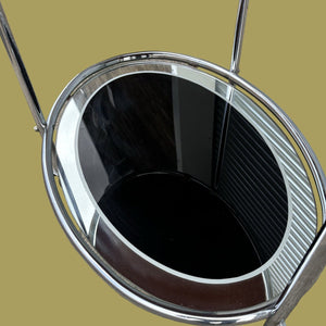 Original 1950s Art Deco Black & Mirror Chrome Cocktail Drinks Trolley Savoy