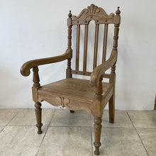 Load image into Gallery viewer, Large Antique Victorian Stripped Oak Armchair Throne