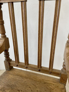 Large Antique Victorian Stripped Oak Armchair Throne