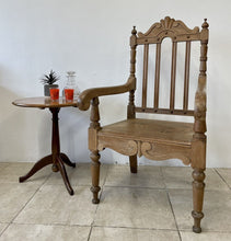 Load image into Gallery viewer, Large Antique Victorian Stripped Oak Armchair Throne