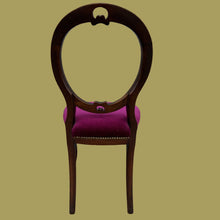 Load image into Gallery viewer, Beautiful Victorian Carved Walnut Balloon Back Chair With Purple Cushion