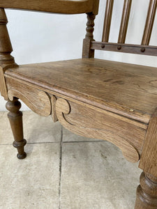 Large Antique Victorian Stripped Oak Armchair Throne