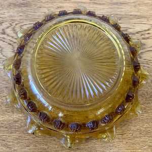 2 Beautiful Art Deco Amber Glass Blackberry 'Prunt' Bowls by Davidson