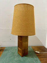 Load image into Gallery viewer, Original 1950s/60s Large Italian Walnut Marquetry Table Lamp And Shade