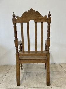 Large Antique Victorian Stripped Oak Armchair Throne