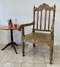 Load image into Gallery viewer, Large Antique Victorian Stripped Oak Armchair Throne