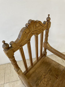 Large Antique Victorian Stripped Oak Armchair Throne