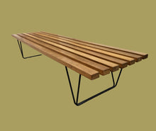 Load image into Gallery viewer, Vintage Mid Century Hille Robin Day Mahogany Slatted Wood Bench Sold At Heals