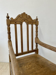 Large Antique Victorian Stripped Oak Armchair Throne