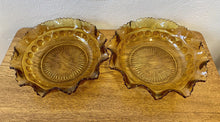 Load image into Gallery viewer, 2 Beautiful Art Deco Amber Glass Blackberry &#39;Prunt&#39; Bowls by Davidson