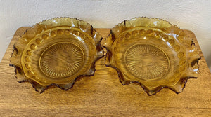 2 Beautiful Art Deco Amber Glass Blackberry 'Prunt' Bowls by Davidson