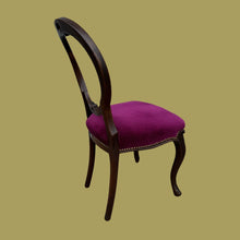 Load image into Gallery viewer, Beautiful Victorian Carved Walnut Balloon Back Chair With Purple Cushion