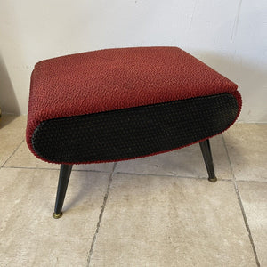 Mid Century Atomic Era 1950s Sherborne Pandora Sewing Box Footstool Red Black