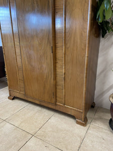 Lovely 1930s Art Deco Burr Walnut Single Wardrobe With Key