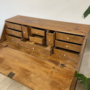 Large Rustic Antique Victorian Danish Oak Bureau Desk Drawers