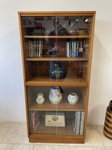 Mid Century Double Teak Glazed Bookcase Record Storage