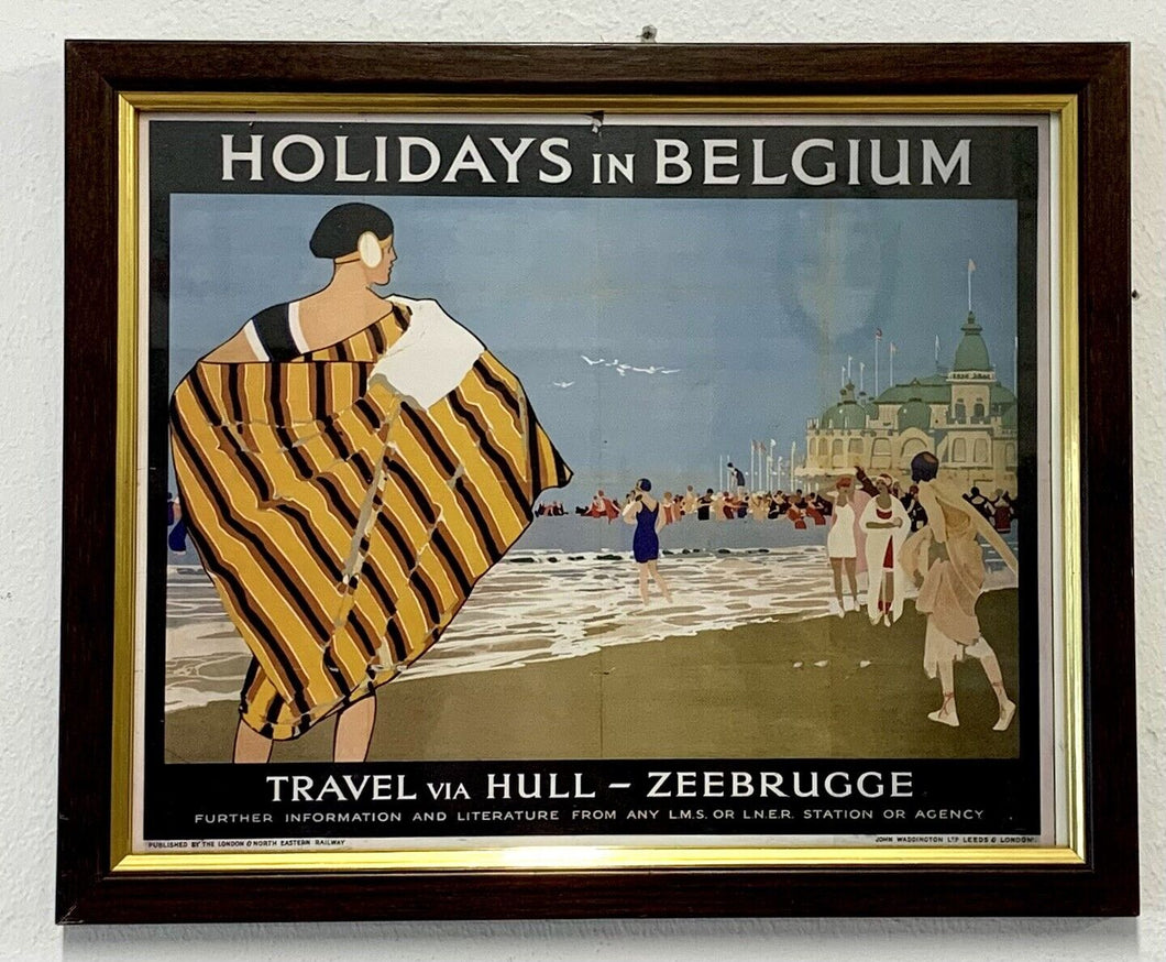 Vintage L.N.E.R Holiday In Belgium 12” x 10” Repro Framed Print