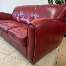 Load image into Gallery viewer, Modern Art Deco 1930s French Club Cigar Style Red Leather Sofa Settee