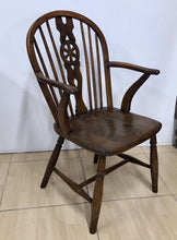 Load image into Gallery viewer, Small Antique Georgian Elm Windsor Spindle Arm Chair