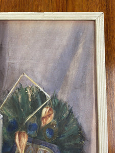 Small Original Antique Watercolour Still Life Painting Signed William Laird 1910