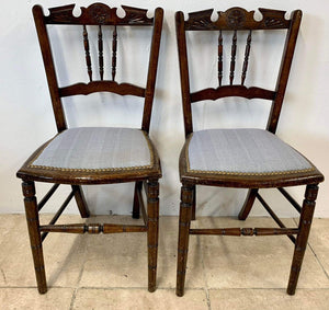 Pair Of Antique Matching Victorian Bedroom Occasional Chairs