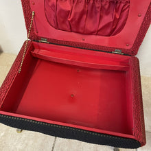 Load image into Gallery viewer, Mid Century Atomic Era 1950s Sherborne Pandora Sewing Box Footstool Red Black