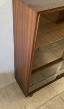 Load image into Gallery viewer, Small Mid Century Dark Stained Teak Glazed Bookcase Display Cabinet