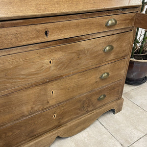 Large Rustic Antique Victorian Danish Oak Bureau Desk Drawers