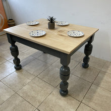 Load image into Gallery viewer, Reclaimed Solid Oak Farmhouse Kitchen Dining Table Solid Maple Top F&amp;B Downpipe