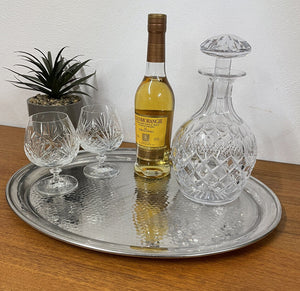 Vintage Stainless Steel Drinks Serving Tray With Arts And Crafts Hammered Effect