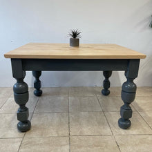 Load image into Gallery viewer, Reclaimed Solid Oak Farmhouse Kitchen Dining Table Solid Maple Top F&amp;B Downpipe