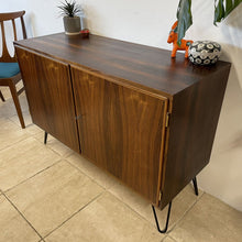 Load image into Gallery viewer, Danish Mid Century Poul Hundevad Rosewood Sideboard Cabinet On Hairpin Legs