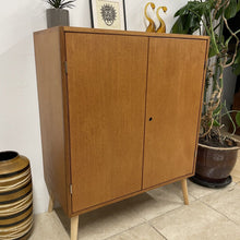 Load image into Gallery viewer, Danish Teak Modernist Storage Record Cabinet On Tapered Wooden Legs