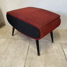 Load image into Gallery viewer, Mid Century Atomic Era 1950s Sherborne Pandora Sewing Box Footstool Red Black