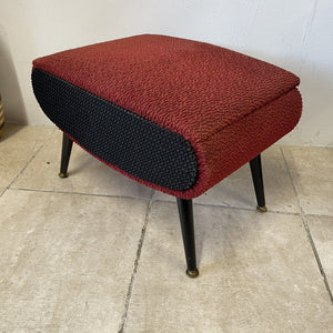 Mid Century Atomic Era 1950s Sherborne Pandora Sewing Box Footstool Red Black