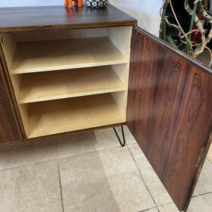 Danish Mid Century Poul Hundevad Rosewood Sideboard Cabinet On Hairpin Legs