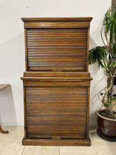 Load image into Gallery viewer, Stunning Antique Edwardian Amberg Oak Filing Cabinet With Roll Top Doors